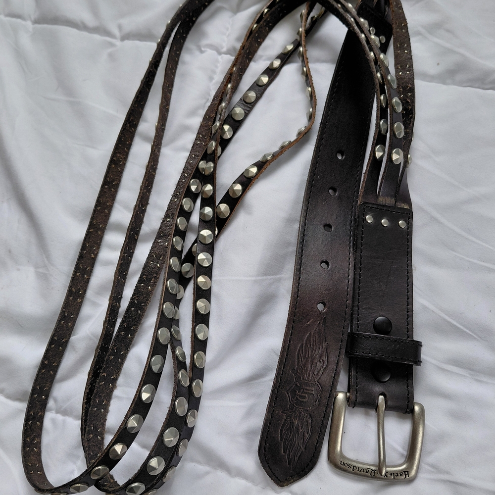 Womens Harley-Davidson Leather Belt with Silver Accents